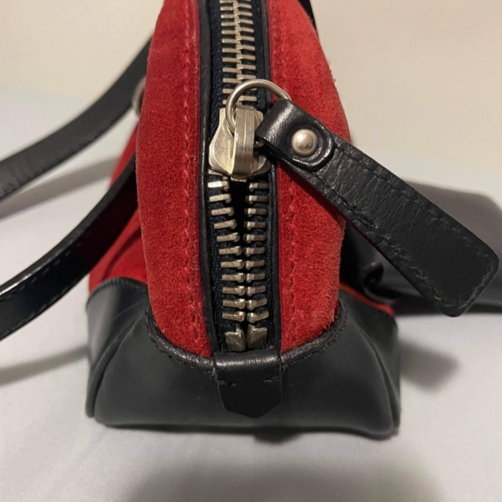 TODAY ONLY: Authentic MiuMiu Mini Red Black Suede Leather Handbag As IS - Picture 6 of 17